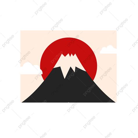 Mount Fuji PNG Picture, Mount Fuji Sunrise And Lotus Color Japan Stamp ...