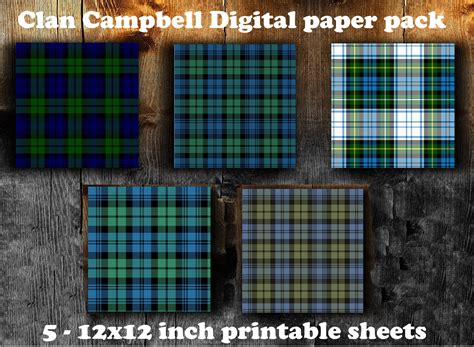 5 Clan Campbell Tartan 12 X 12 Printable Scrapbooking Sheets - Etsy