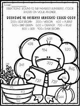Rounding Color By Number Thanksgiving Themed  3rd Grade math sketch template