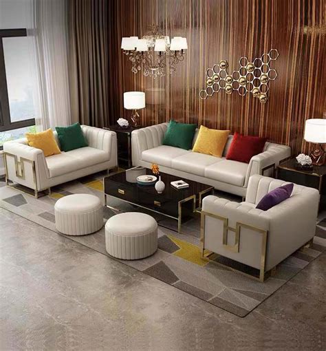 Italian Modern Luxury 3+2+1 Sofa Sets Hot Sale Elegant Stainless Steel ...