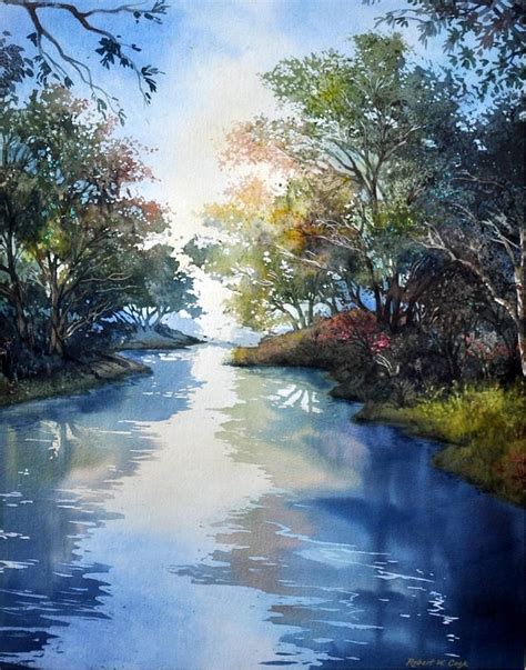 Blue Stream by Robert W Cook | Watercolor landscape, Watercolor landscape paintings, Landscape ...