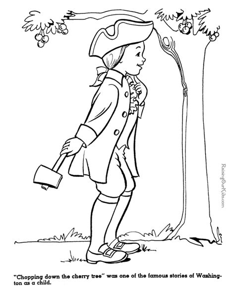 George Washington and cherry tree coloring page 017