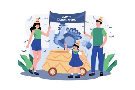 Family Celebrating Thanksgiving Day Together 13428815 Vector Art at ...