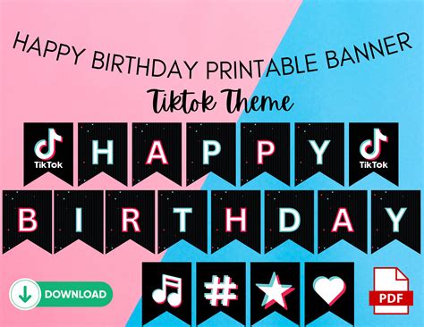 Tiktok Happy Birthday Banner Printable Banner Dance Party - Etsy