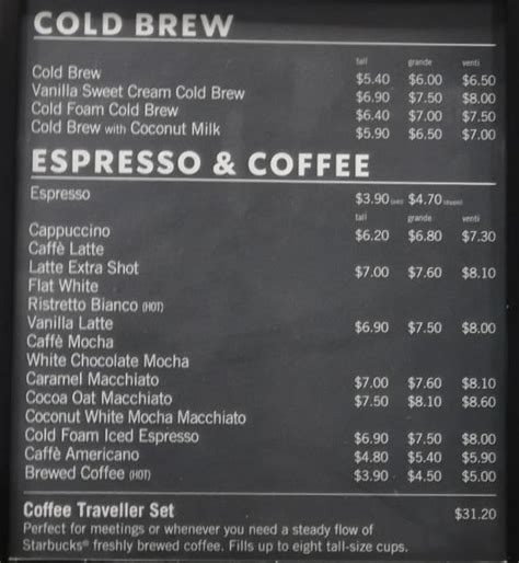 Starbucks Menu Singapore Prices List 2024