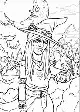Halloween witch And Her Raven  Narrow Frame Version sketch template