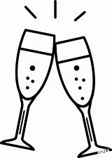 Champagne glasses Clinking coloring Page  ColouringPages sketch template