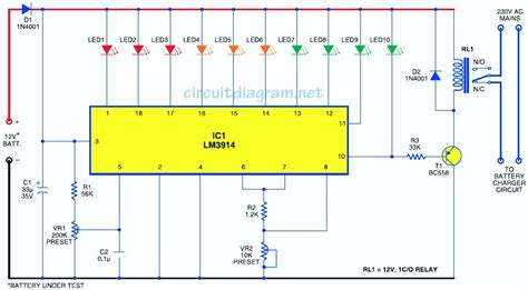 Simple Battery Level Indicator - Circuit Scheme