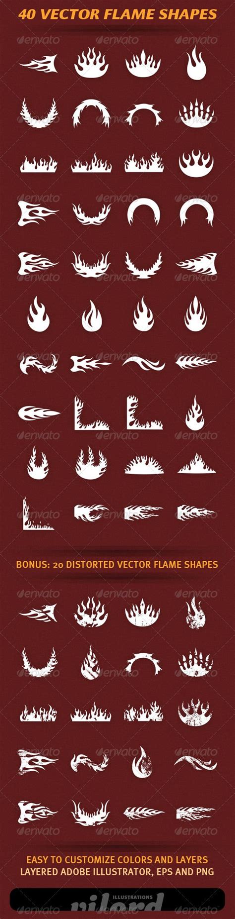 40 Vector Flame Shapes 2 | Vector graphics design, Web inspiration, Vector