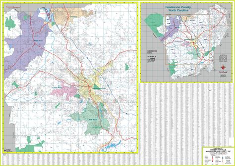 Hendersonville and Henderson County, NC Wall Map - The Map Shop