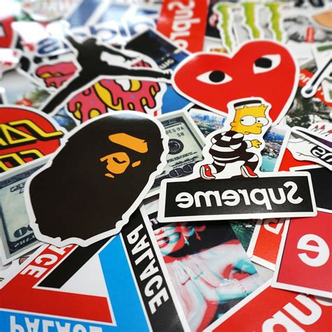 100 Sticker Pack, Supreme Bape Hypebeast Laptop Skateboard