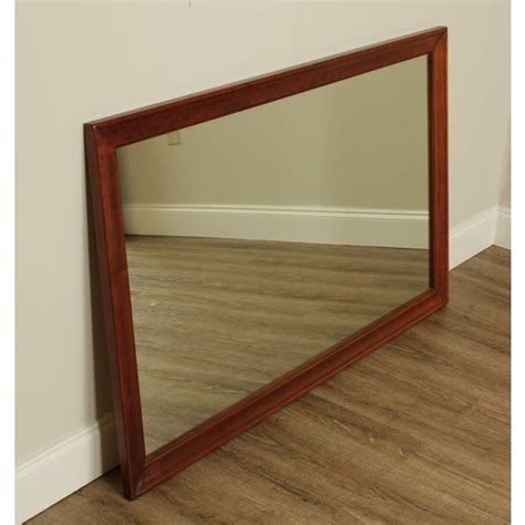 Vintage Solid Cherry Wood Frame Rectangular Wall Mirror | Chairish