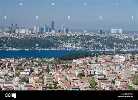 Turkey, Asian side of Istanbul. View across the Bosphorus of the European side of Istanbul from ...