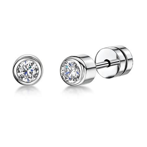 Ladies Titanium Stud Earrings Set With CZ Stone 5mm Sparkling Earrings - Titanium Earrings at ...