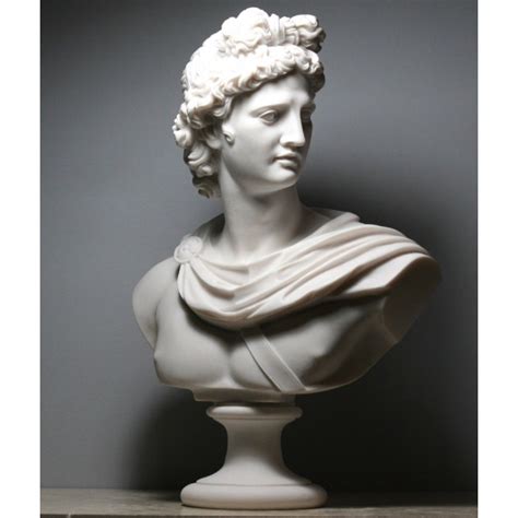 APOLLO Greek Roman God Bust Head Statue Alabaster Sculpture Handmade 12.6"