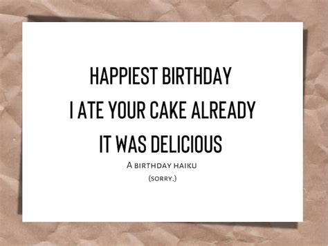 Funny Birthday Card Printable Birthday Card Birthday Haiku - Etsy Australia