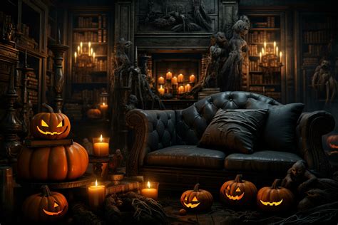 Halloween background with pumpkins and haunted house - 3D render ...