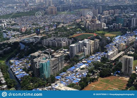 Mumbai Skyline, Aerial View Over a Building with Roads, Bridges ...