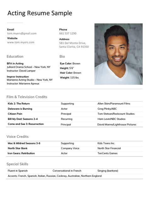 Acting Resume Templates, Examples, and Writing Tips | Acting resume, Acting lessons, Acting tips