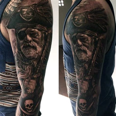 40 Pirate Flag Tattoo Designs For Men - Jolly Roger Ink Ideas