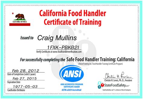 I Got My California Food Handlers Certificate Today