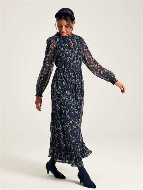 Buy Helena Navy Floral Printed Dress from the Joules online shop