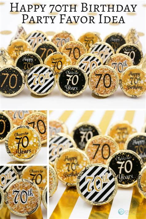 Black and Gold 70th Birthday Party Favor Stickers - 180 Count | 70th ...