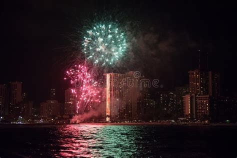 Fireworks at the Waikiki Beach on Oahu Stock Image - Image of island, gorgeous: 89469167