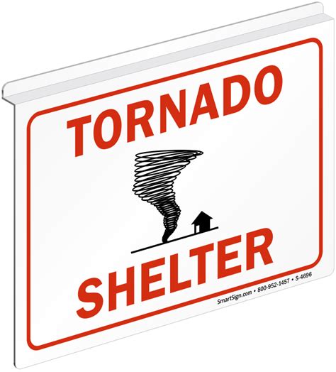 Tornado Shelter Signs with Symbols, Ceiling Signs, SKU: S-4696