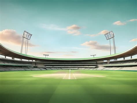 Premium AI Image | Cricket Stadium Front view on cricket pitch or ball ...