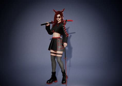 Sci-fi Girl With Katana | CGTrader