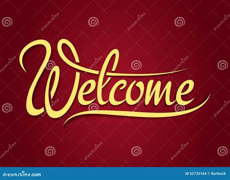 Welcome Hand Lettering Sign Stock Vector - Illustration of creative, caption: 52733164