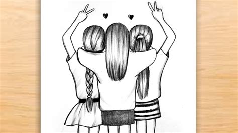 Best Friends Drawing Step by Step | BFF Drawings| Friendship Drawing ...