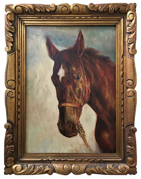 Chestnut Horse Portrait - Oil Painting - Antique Oil Paintings ...