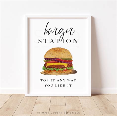 Burger Bar Sign, Food Station, Build Your Own Burger, Backyard Bbq Sign ...