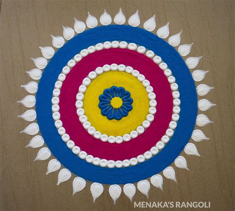 Very Easy And Colorful Rangoli Design For Beginners | Colorful Muggulu ...