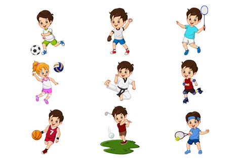 Cartoon Kids Playing Sports Collection Graphic by mimosa-studio ...