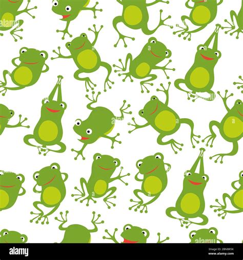 Frog seamless pattern. Cartoon cute frogs kids repeating texture. Frog wallpaper green, textile ...