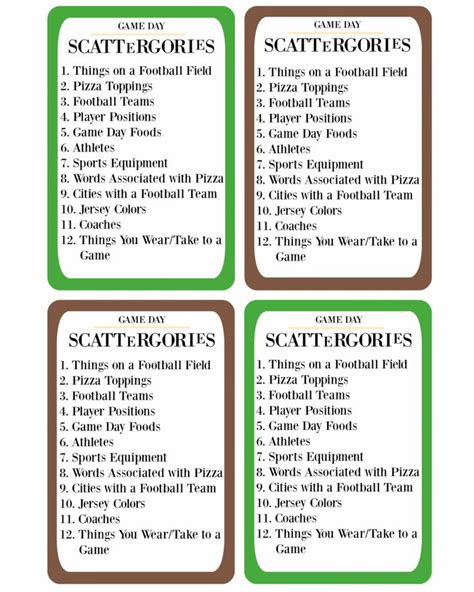 Printable Game Day Scattergories · Pint-sized Treasures Fun Games ...