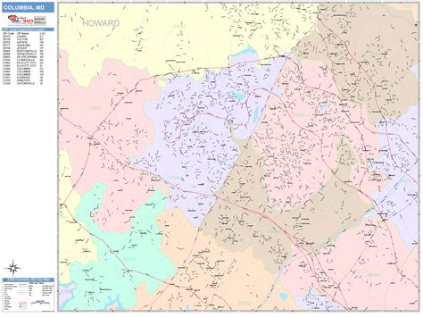 Columbia Maryland Wall Map (Color Cast Style) by MarketMAPS