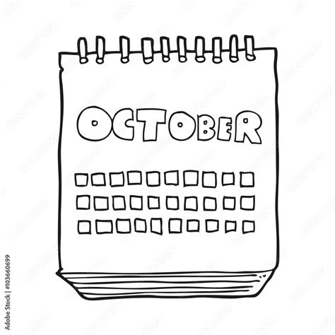 black and white cartoon calendar showing month of october Stock Vector | Adobe Stock