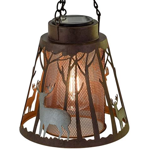 Deer LED Lantern Lights Decorative - Metal Round Holder & Hanging Lantern for Indoor Outdoor by ...