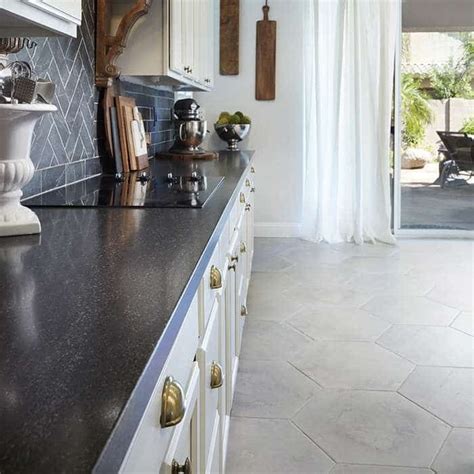 Black Mist Honed | Kitchen flooring, Black kitchen countertops, White kitchen tiles