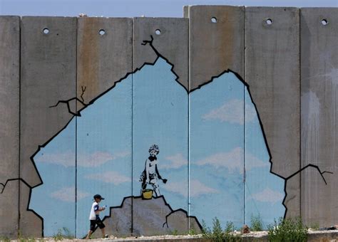 On the barrier separating Israel and Palestine in 2005. Banksy Graffiti, Street Art Banksy ...