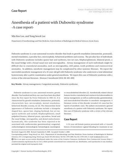 Anesthesia of a patient with Dubowitz syndrome