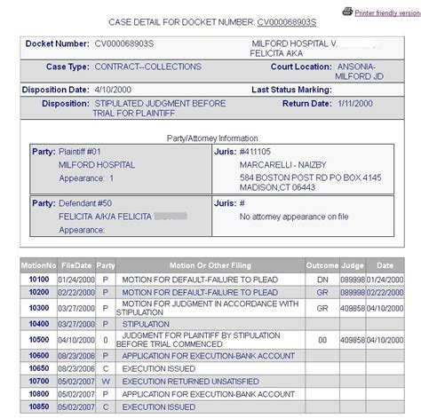 New Court PC Docket Number Search tab