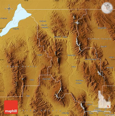 Physical Map of Bannock County