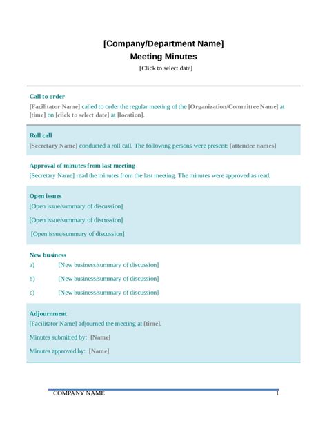 2024 Meeting Minutes Template - Fillable, Printable PDF & Forms | Handypdf