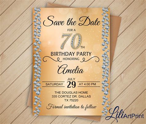 Save the Date Brilliants 70th Birthday Invitation Surprise | Etsy