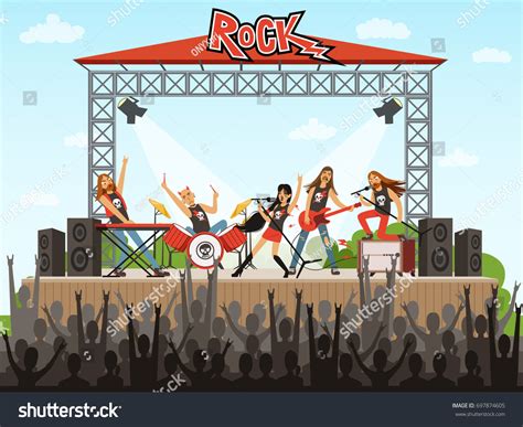 Rock Band On Stage People On: เวกเตอร์สต็อก (ปลอดค่าลิขสิทธิ์) 697874605 | Shutterstock